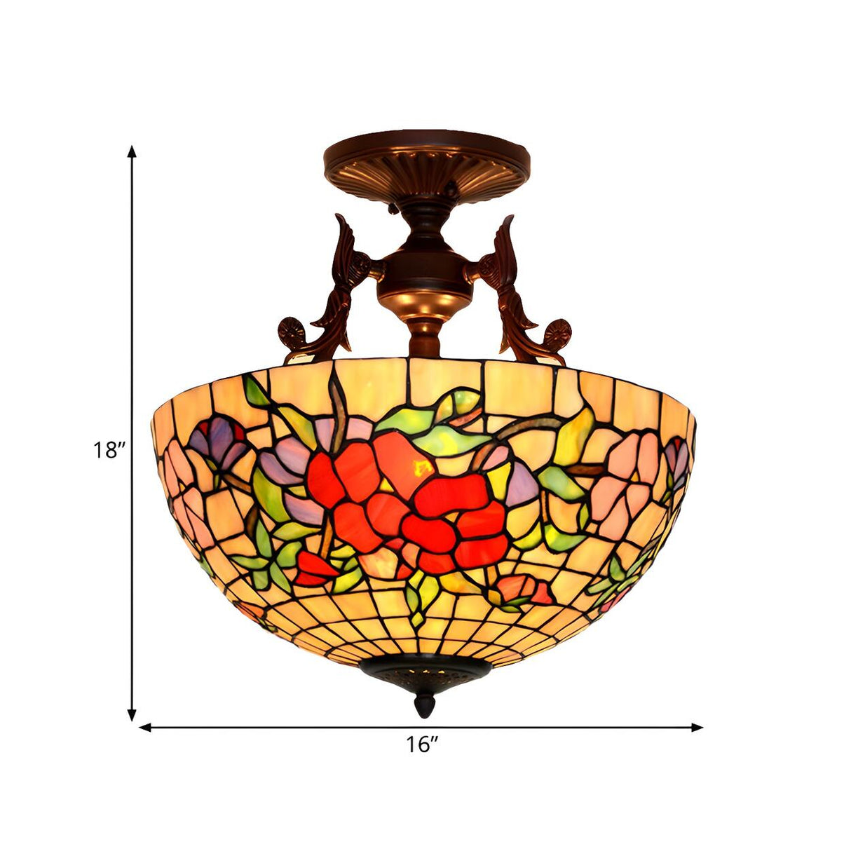 Mediterranean Bedroom Bowl Glass Semi-Flush Mount Light Image - 8