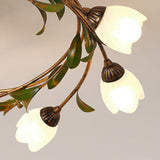 Medium Flower Branch Semi-Flush Mount Light 6-Light Image - 11