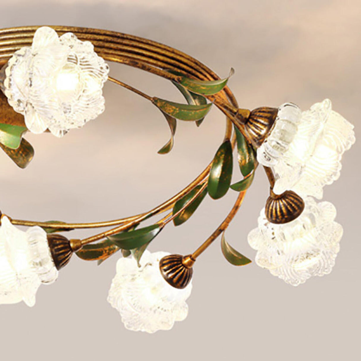 Medium Flower Branch Semi-Flush Mount Light 6-Light Image - 12