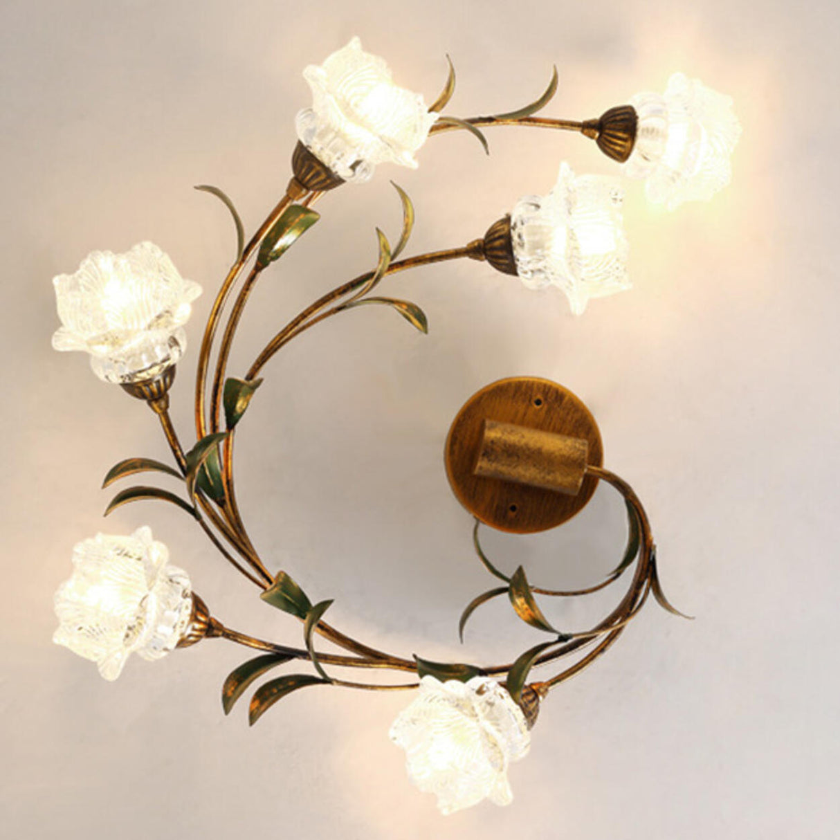 Medium Flower Branch Semi-Flush Mount Light 6-Light Image - 13