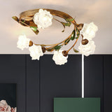 Medium Flower Branch Semi-Flush Mount Light 6-Light Image - 3