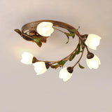 Medium Flower Branch Semi-Flush Mount Light 6-Light Image - 6