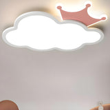 Medium Kids Room Cloud Pink Crown LED Flush Mount Light Image - 1