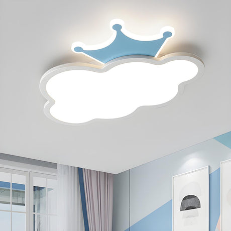 Medium Kids Room Cloud Pink Crown LED Flush Mount Light Image - 2