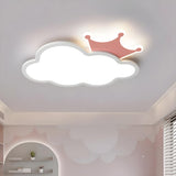 Medium Kids Room Cloud Pink Crown LED Flush Mount Light Image - 4