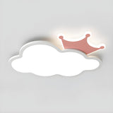 Medium Kids Room Cloud Pink Crown LED Flush Mount Light Image - 5