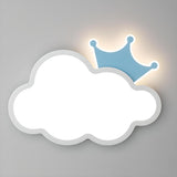 Medium Kids Room Cloud Pink Crown LED Flush Mount Light Image - 8