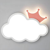 Medium Kids Room Cloud Pink Crown LED Flush Mount Light Image - 9