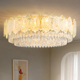 Medium Luxury Gold Clear Glass Flush Mount Ceiling Lamp Image - 1