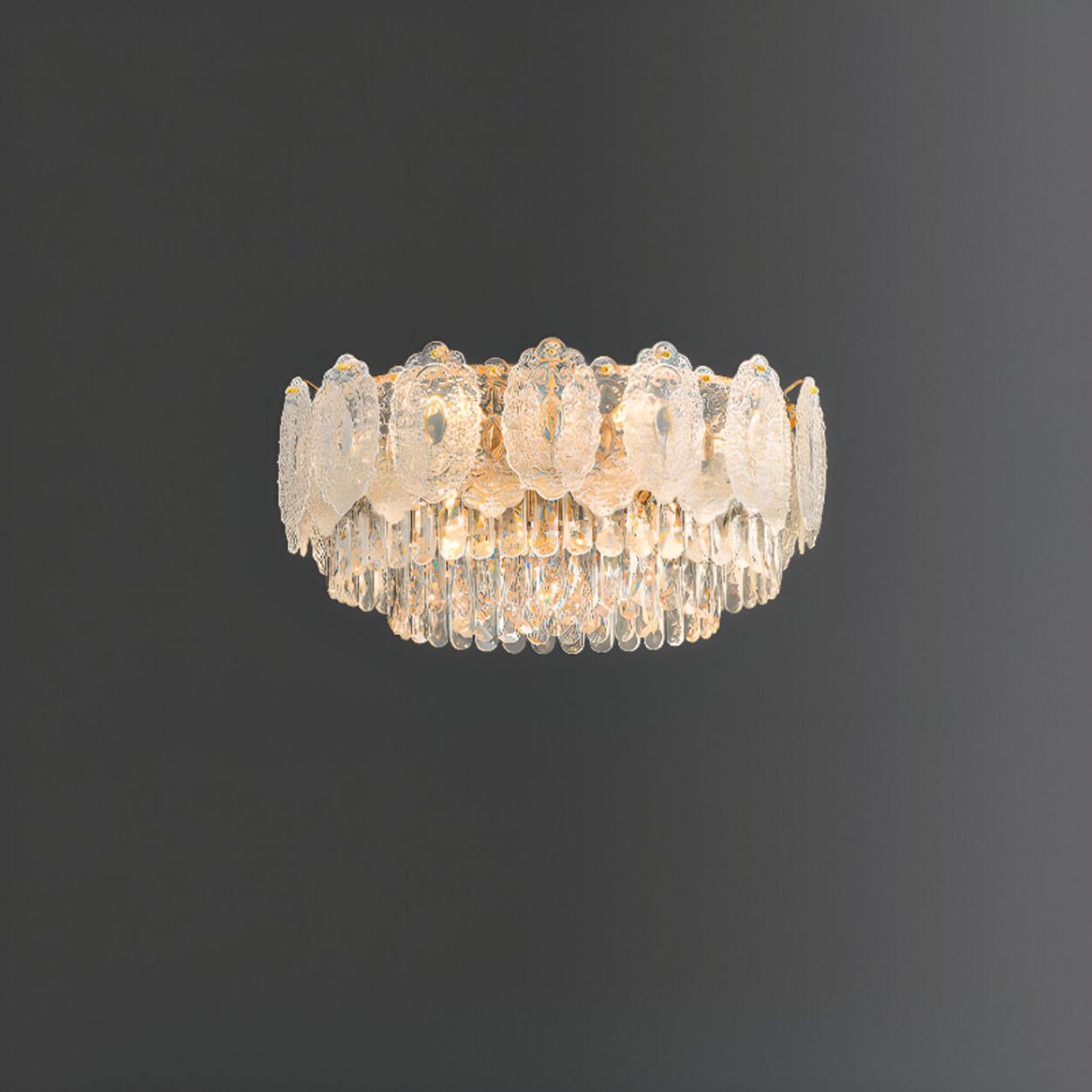 Medium Luxury Gold Clear Glass Flush Mount Ceiling Lamp Image - 2