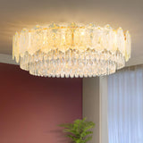 Medium Luxury Gold Clear Glass Flush Mount Ceiling Lamp Image - 3