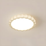 Medium Milk Cocoa Round Resin LED Flush Mount Light Image - 12