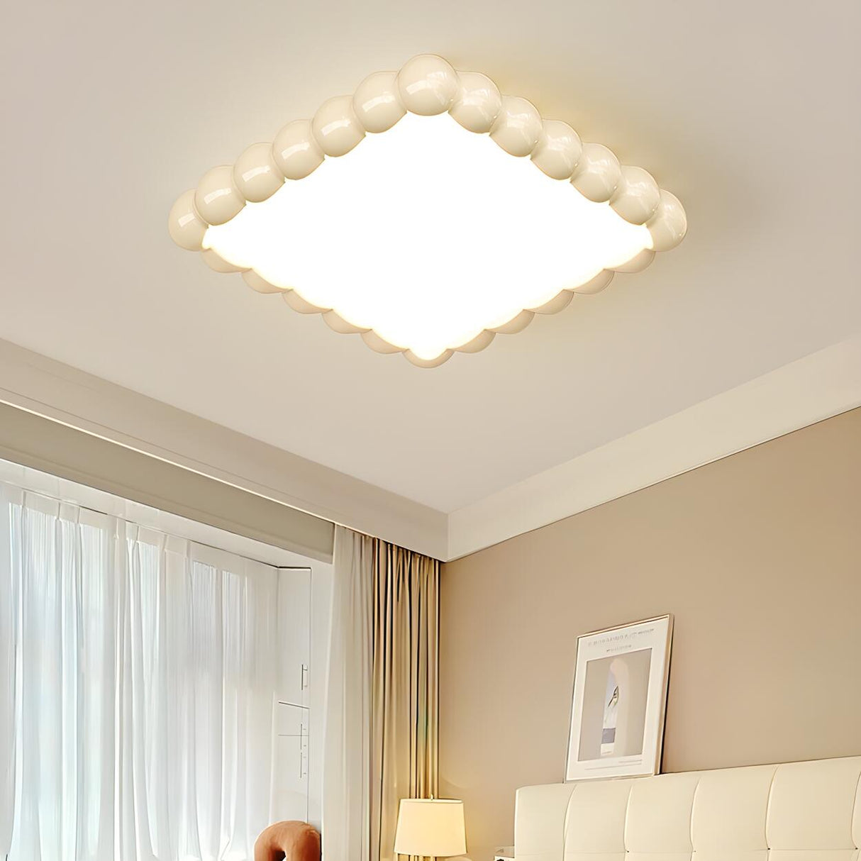 Medium Milk Cocoa Round Resin LED Flush Mount Light Image - 4