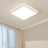 Medium Milk Cocoa Round Resin LED Flush Mount Light Image - 8