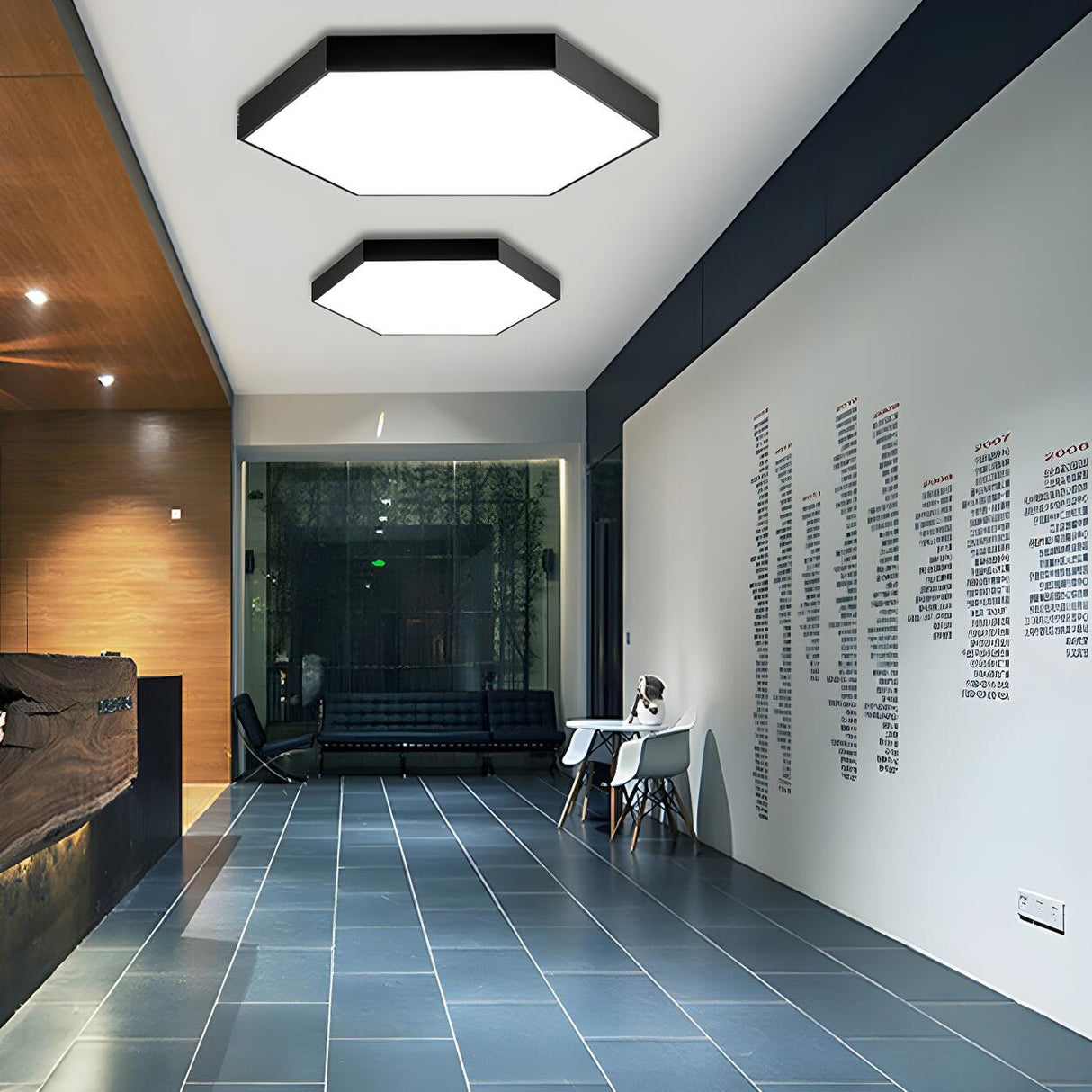 Meeting Room Black Hexagonal LED Flush Mount Light Image - 13