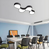 Meeting Room Trendy Black Modular LED Flush Mount Light Image - 4