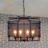 Mesh Drum Metal Rust Medium Edison Bulb Chandelier Image - 1