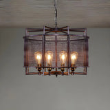 Mesh Drum Metal Rust Medium Edison Bulb Chandelier Image - 3