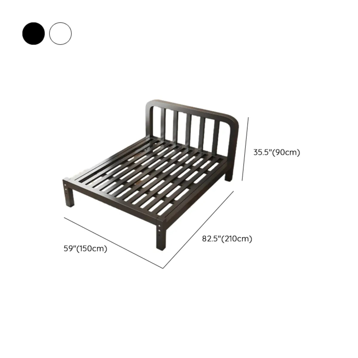 Metal Black and Red Headboard Queen Slat Bed with Legs Image - 11