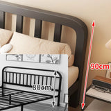 Metal Black and Red Headboard Queen Slat Bed with Legs Image - 4