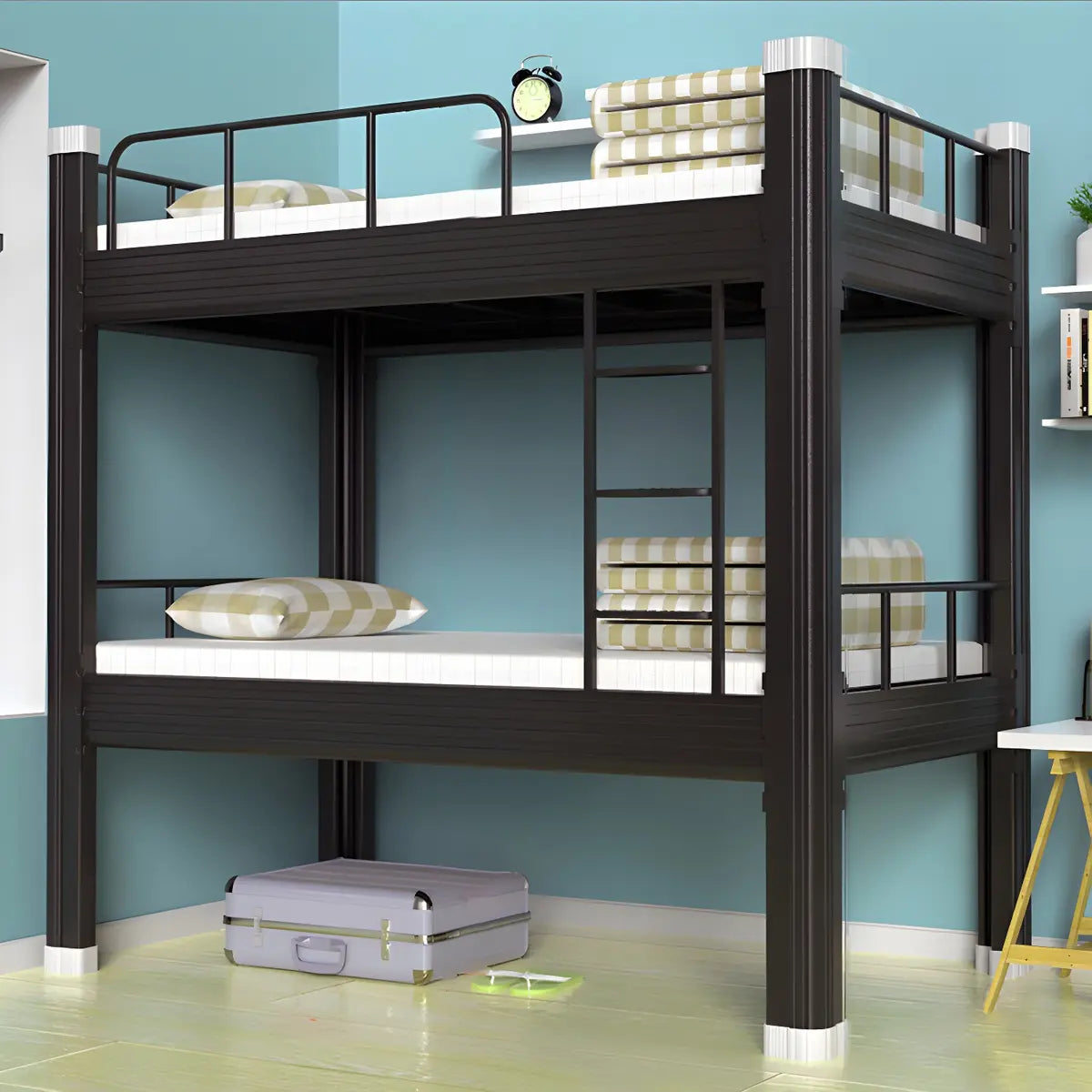 Metal Black Footboard and Headboard Bunk Bed with Legs Image - 13