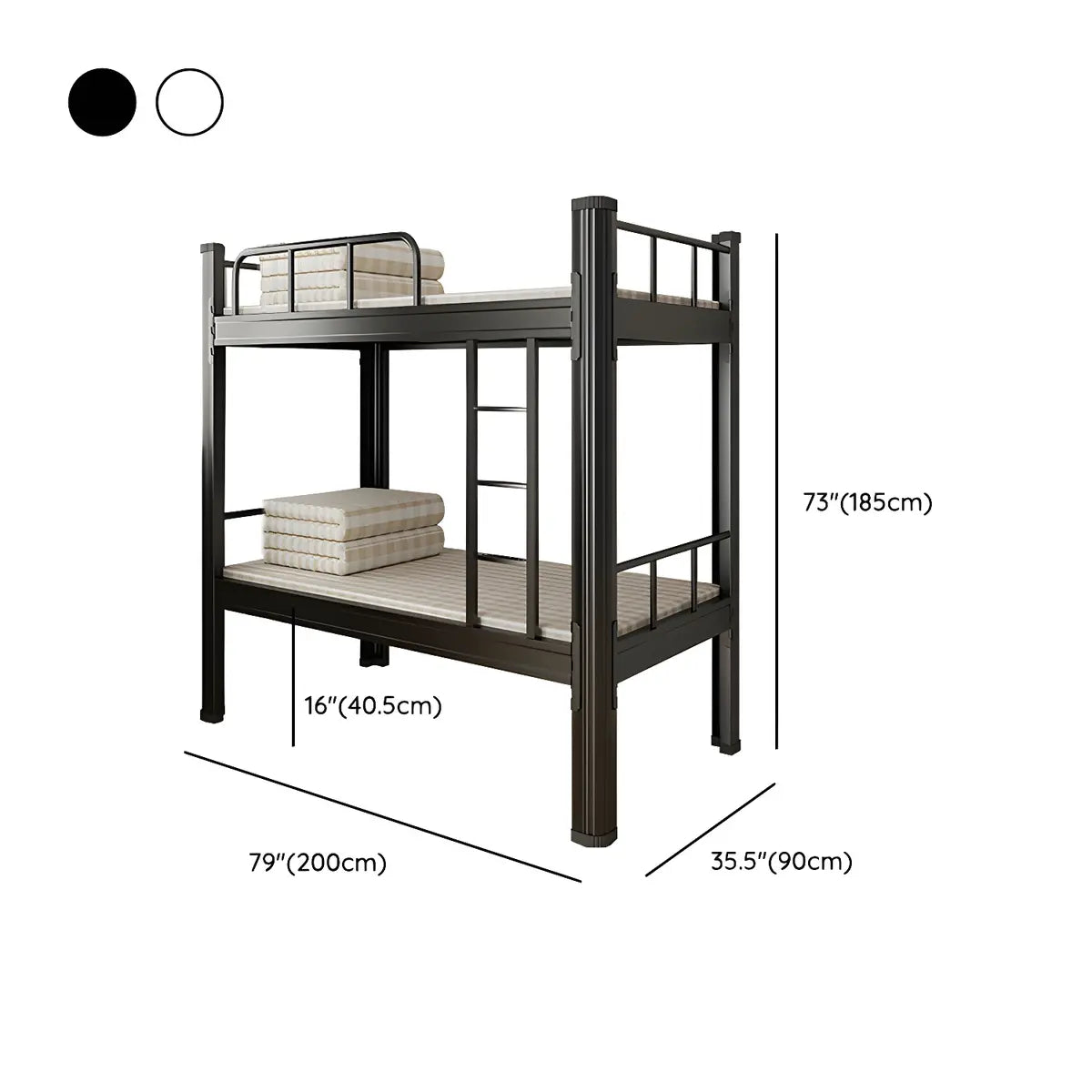 Metal Black Footboard and Headboard Bunk Bed with Legs 