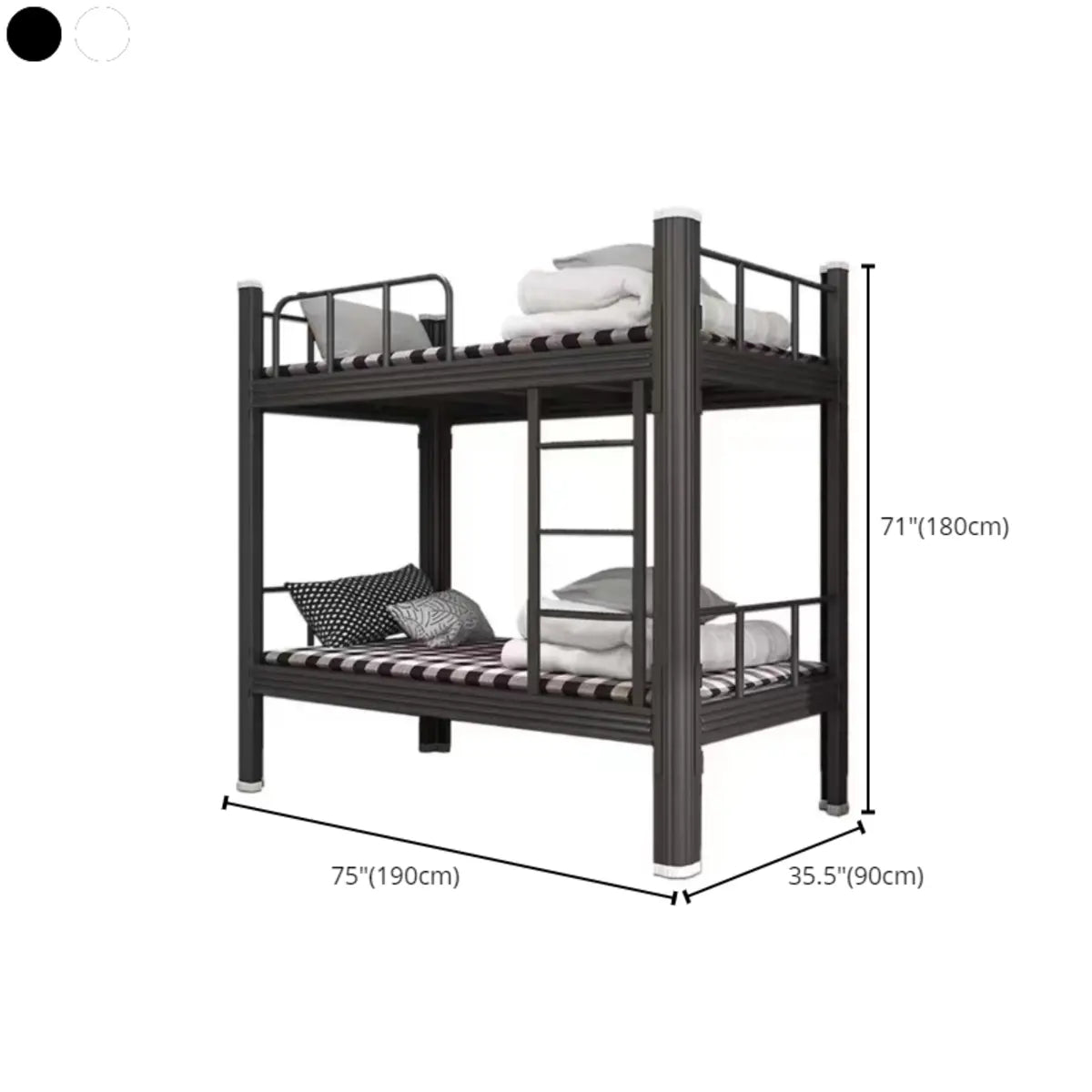 Metal Black Twin Storage Space-Saving Guardrail Bunk Bed 