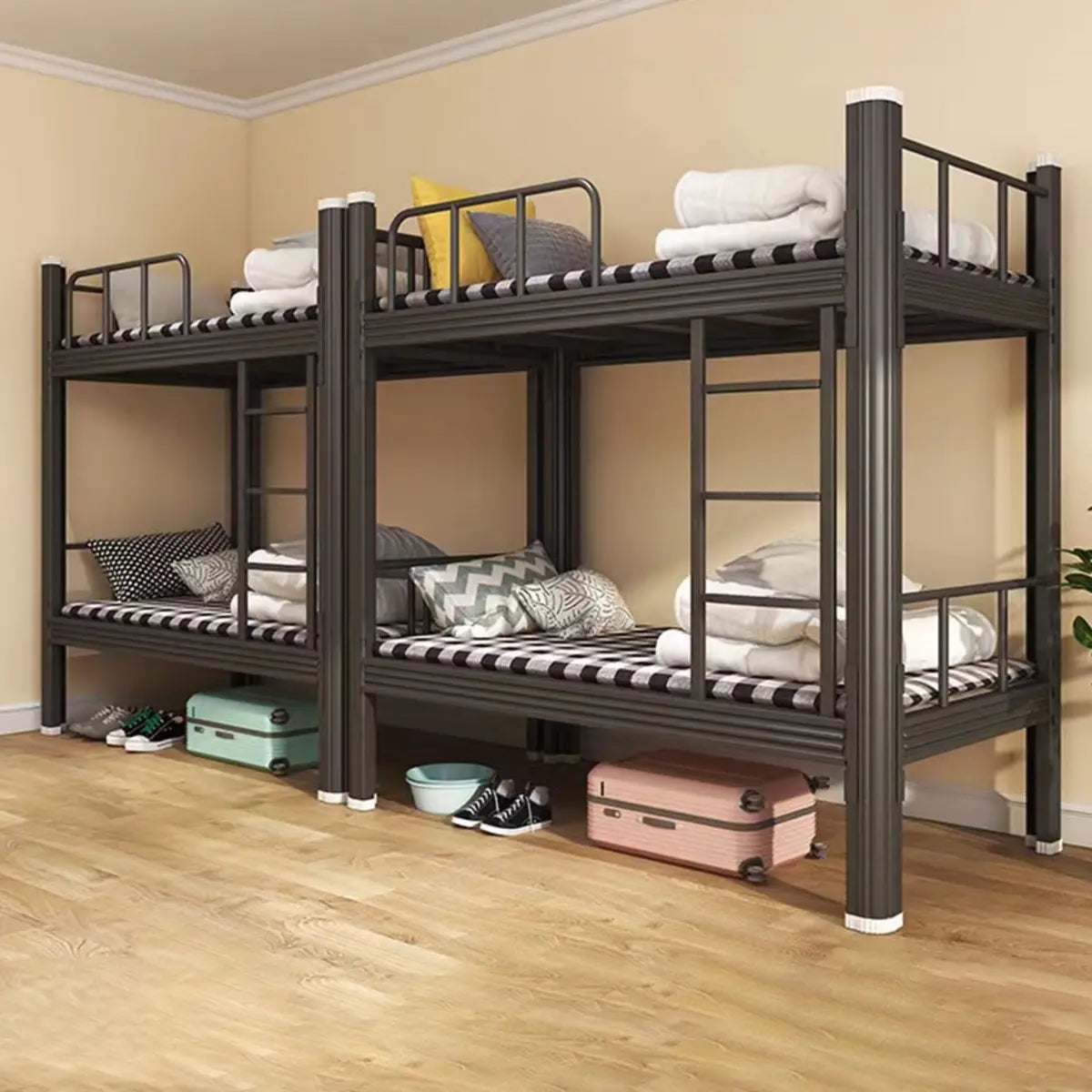 Metal Black Twin Storage Space-Saving Guardrail Bunk Bed Image - 3