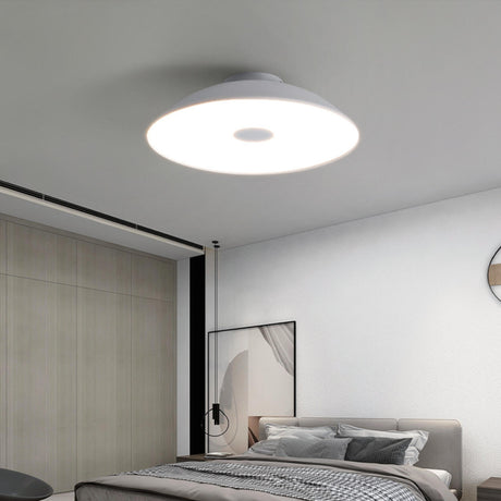 Metal Bowl Silver Semi-Flush Mount Ceiling Lamp Bedroom Image - 1