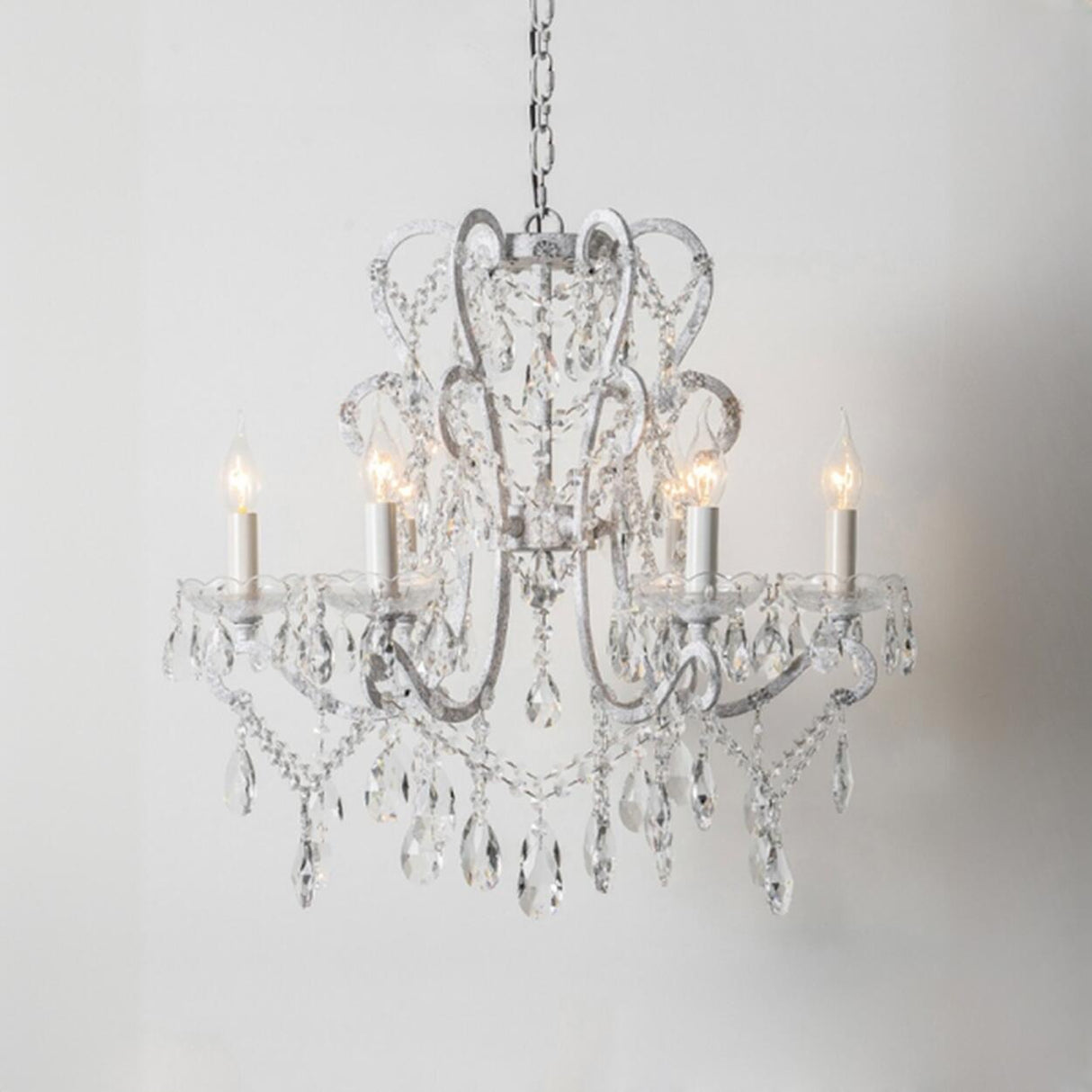 Metal Candelabra Elegant White Crystal Chandelier Image - 12