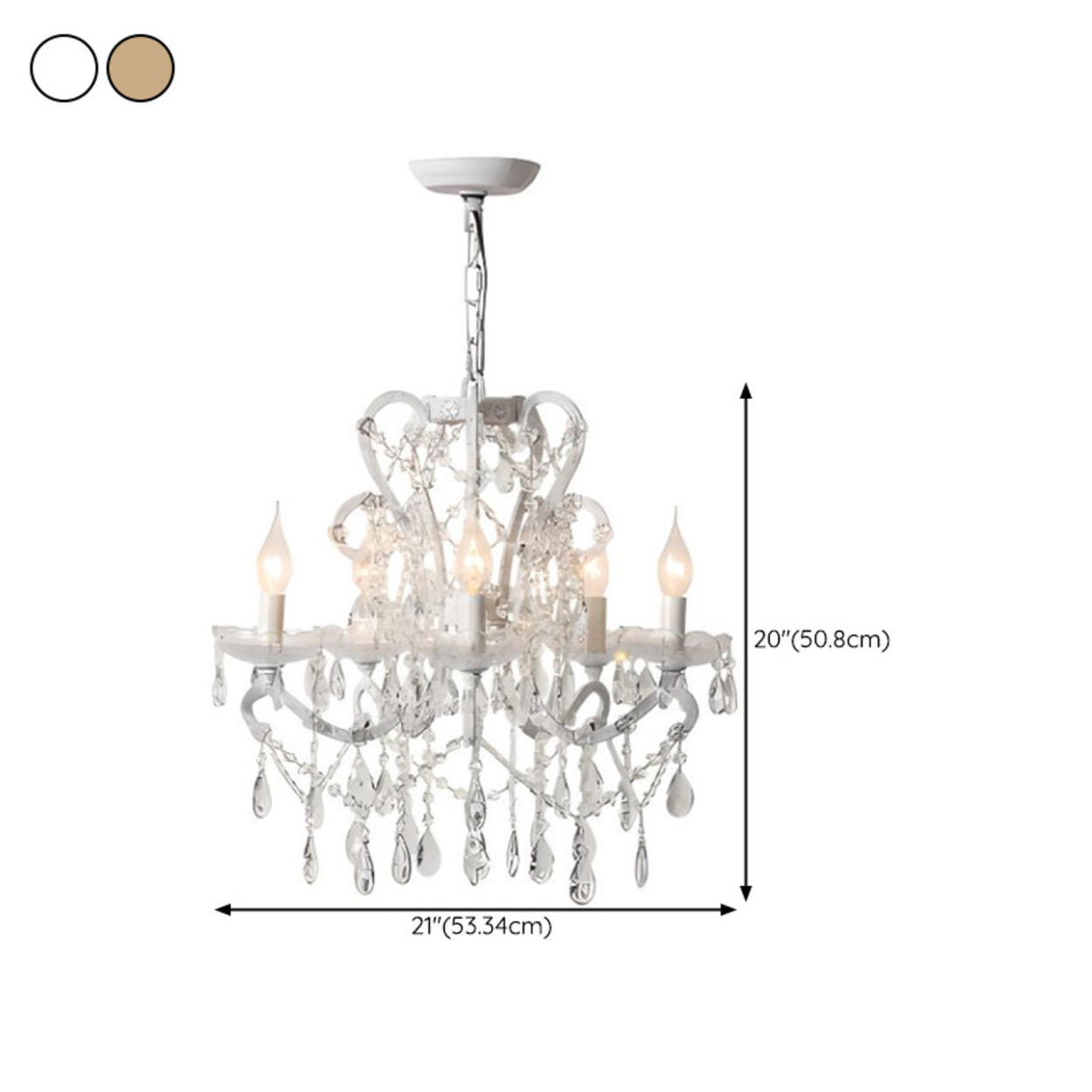 Metal Candelabra Elegant White Crystal Chandelier 