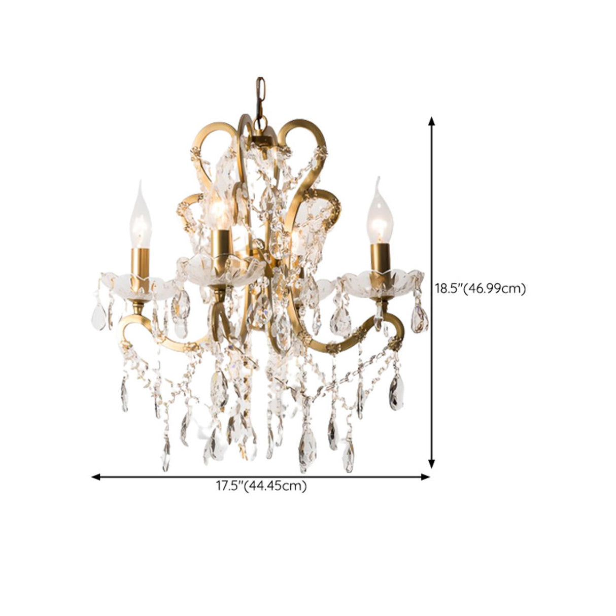 Metal Candelabra Elegant White Crystal Chandelier Image - 24