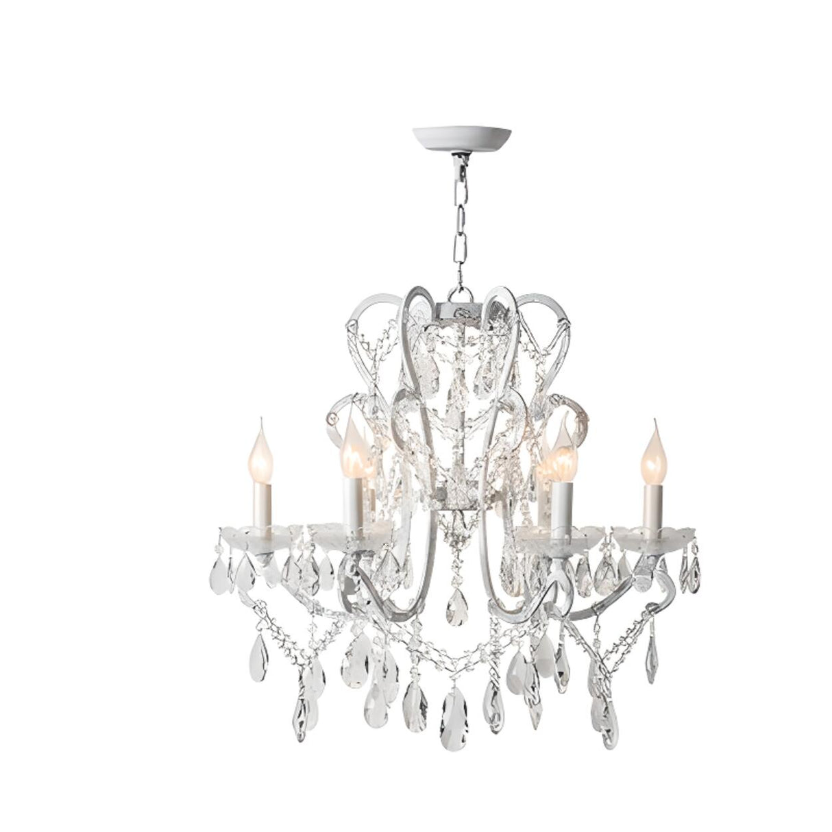 Metal Candelabra Elegant White Crystal Chandelier Image - 4