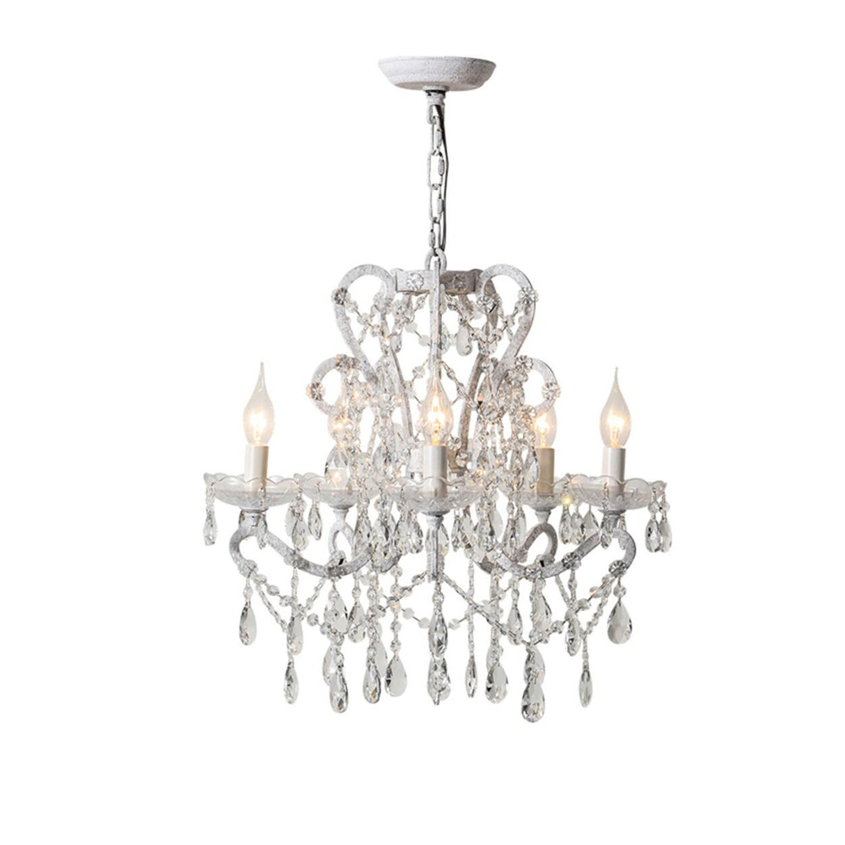 Metal Candelabra Elegant White Crystal Chandelier Image - 7