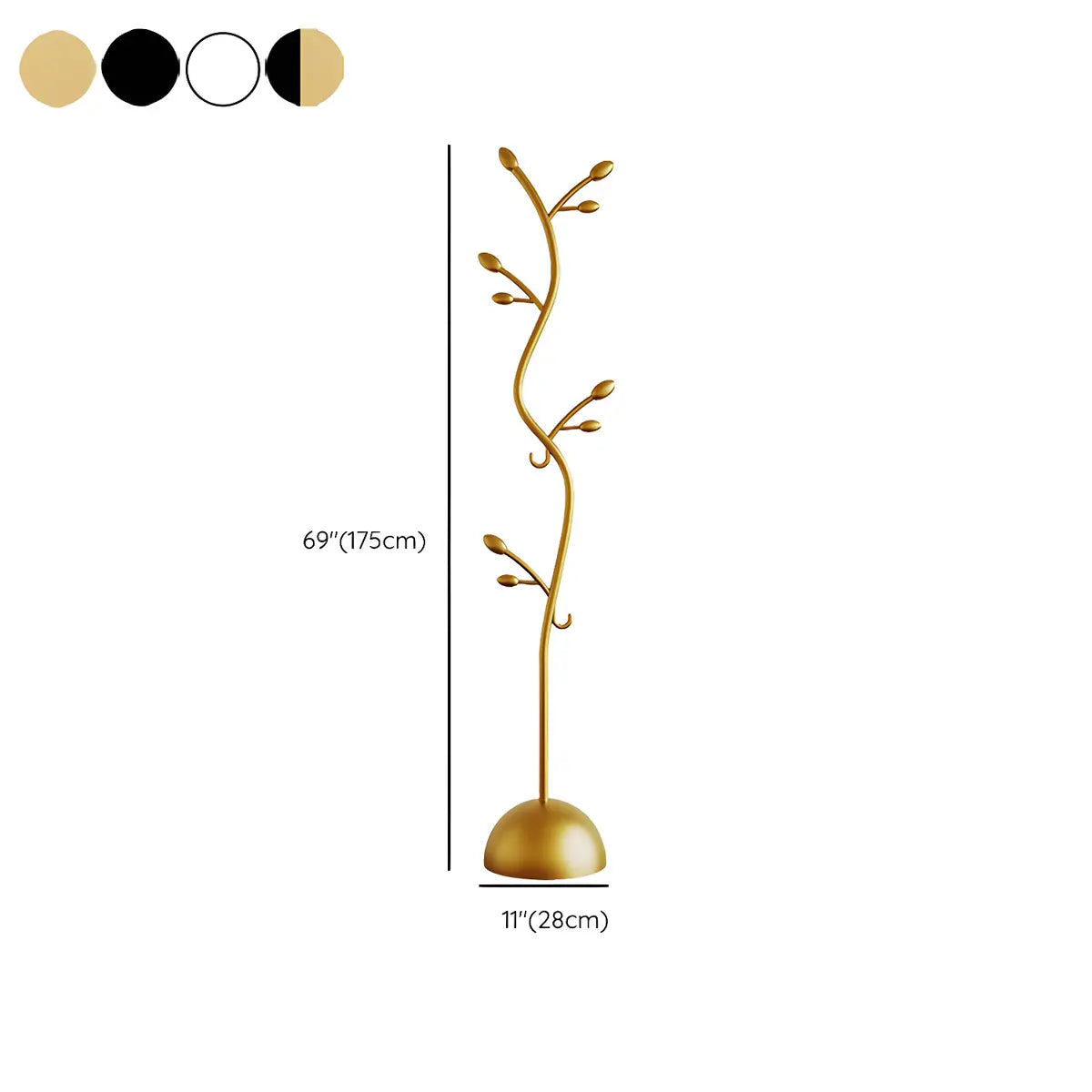 Metal Frame Hooks Black-Gold Tall Tree Coat Stand Rack 