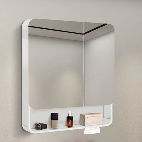 Metal Frameless  White Large Storage Mirror Medicine Cabinet Image - 2