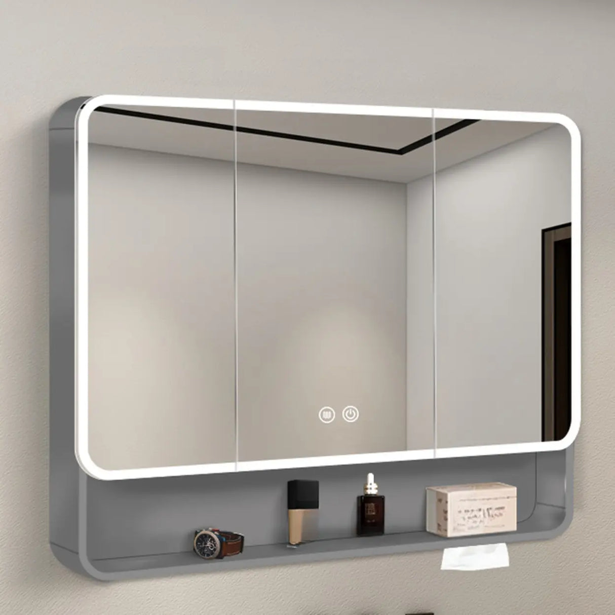 Metal Frameless  White Large Storage Mirror Medicine Cabinet Image - 20