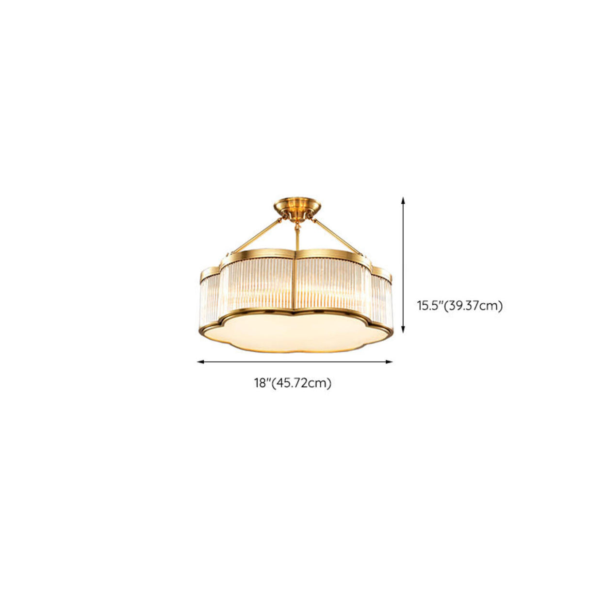 Metal Gold Flower Drum Semi-Flush Mount Ceiling Light Image - 13