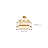 Metal Gold Flower Drum Semi-Flush Mount Ceiling Light Image - 13