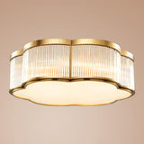 Metal Gold Flower Drum Semi-Flush Mount Ceiling Light Image - 7