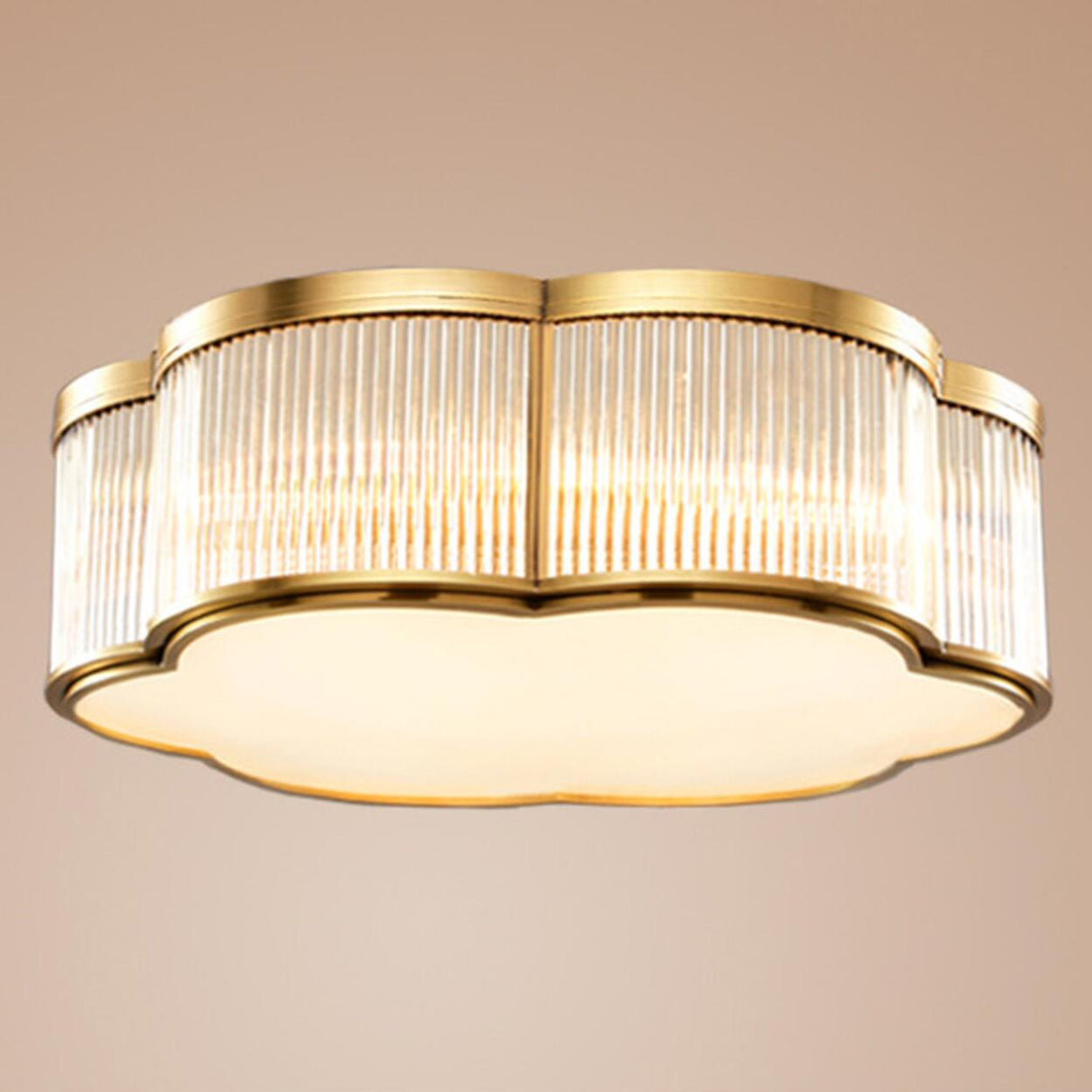 Metal Gold Flower Drum Semi-Flush Mount Ceiling Light Image - 8