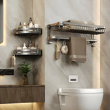 Metal Grey Wall-Mounted Bathroom Storage Hardware Set Image - 2