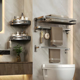 Metal Grey Wall-Mounted Bathroom Storage Hardware Set Image - 4