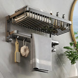 Metal Grey Wall-Mounted Bathroom Storage Hardware Set Image - 5