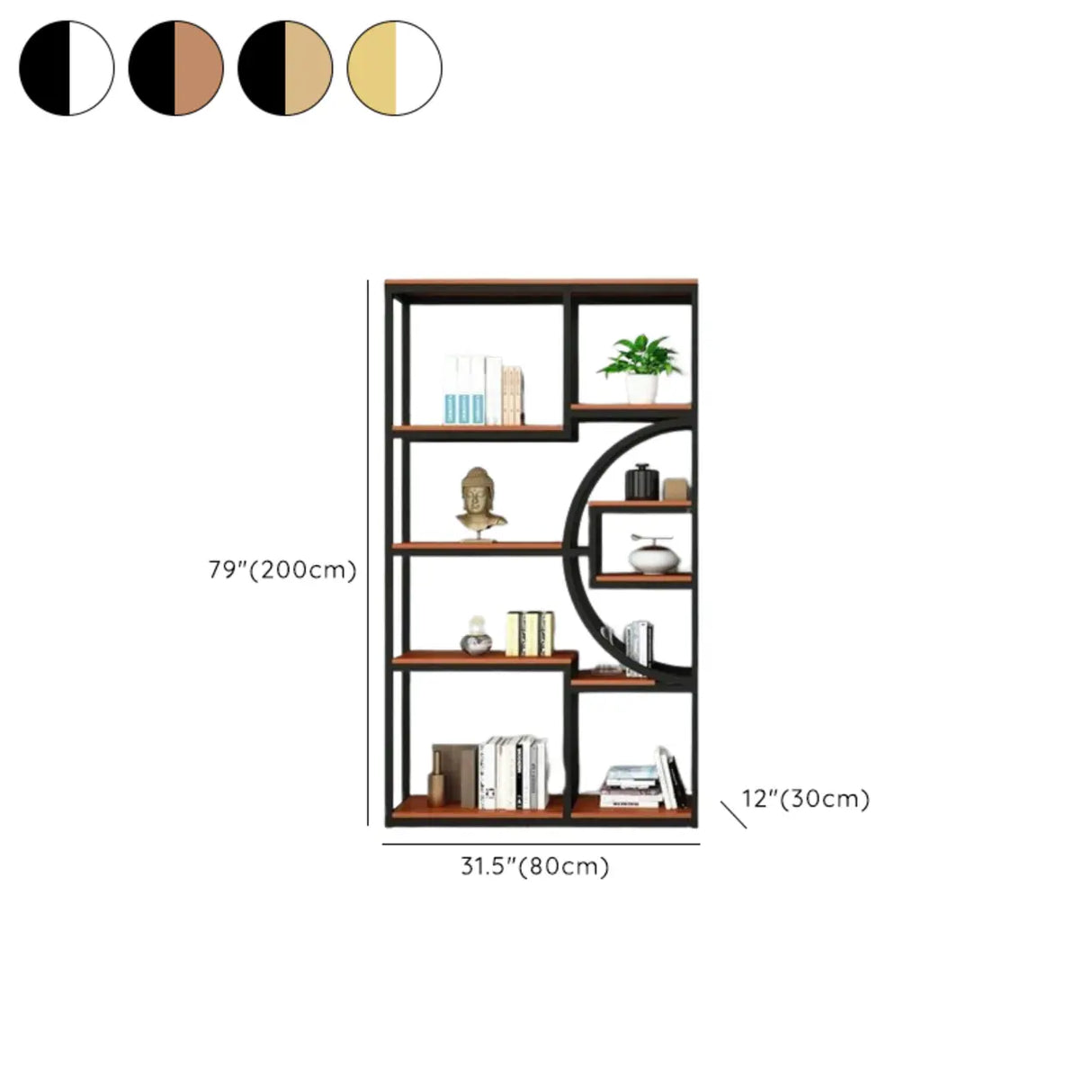 Metal Rectangle Wood Black Floor Shelf Plant Stand 