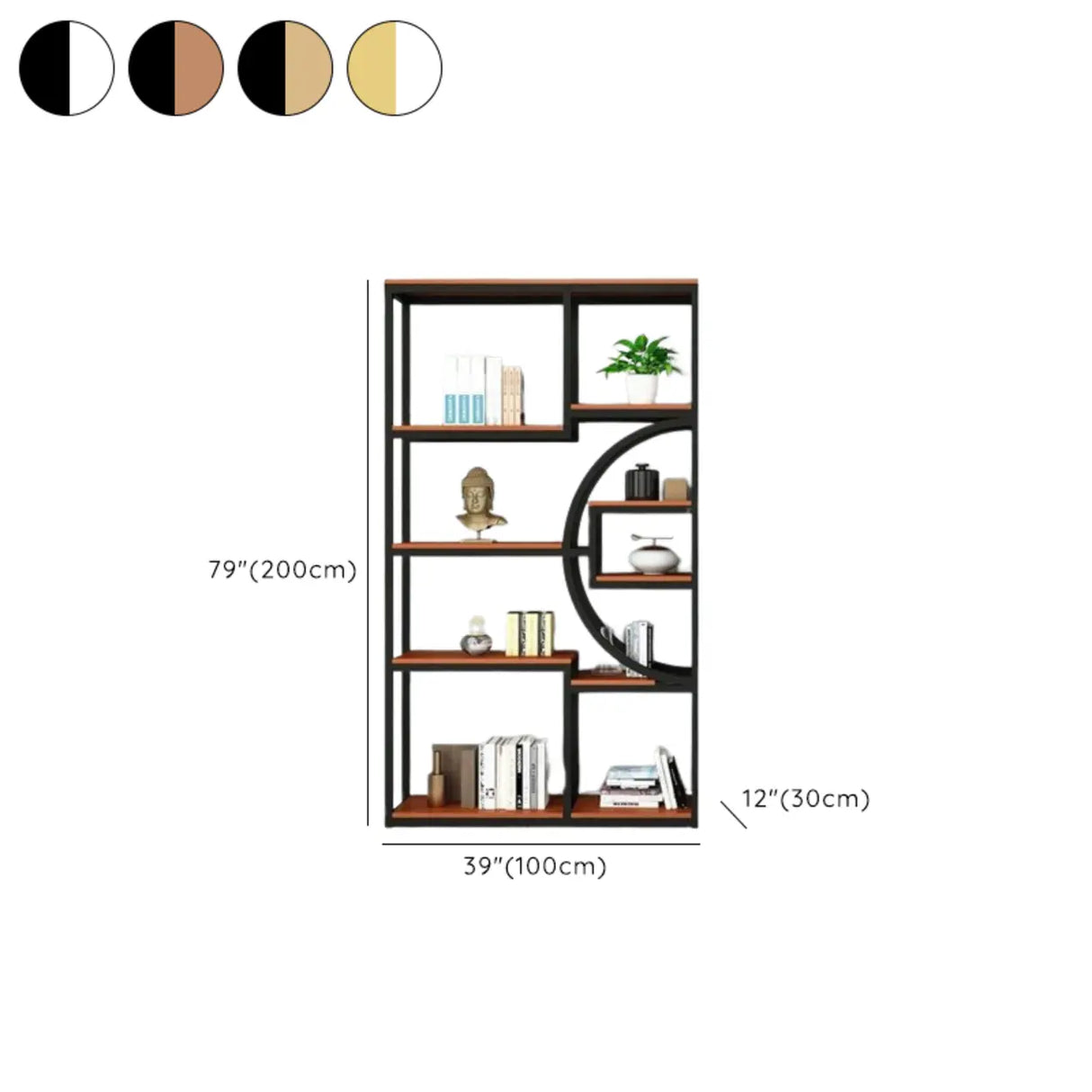 Metal Rectangle Wood Black Floor Shelf Plant Stand Image - 17