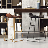 Metal Sled Faux Leather Saddle Upholstered Bar Stool Image - 1