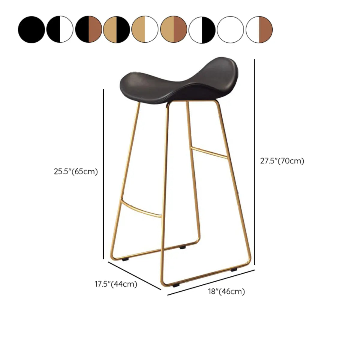 Metal Sled Faux Leather Saddle Upholstered Bar Stool 