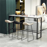 Metal Sled Faux Leather Saddle Upholstered Bar Stool Image - 4