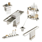 Metal White Adhesive Mount Storage Bathroom Hardware Set Image - 10